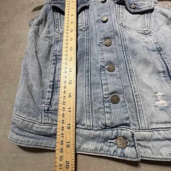 Guess Womens Sleeveless Denim Jean Jacket Vest XS Light Wash Distressed Retro - Picture 4 of 11